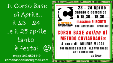 APRILE : CORSO BASE ON LINE sabato e domenica pomeriggio